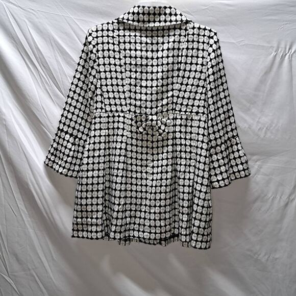 Sequin Hearts BlkWhite 3/4 Bell sleeve Peter Pan Collar front button Blazer 9 - Picture 2 of 11